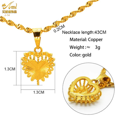 ANIID Dubai Golden Necklace Nigerian Bridal Wedding Fashion Hollow Flower Chain Pendant Indian Arab Kids Jewellery For Girls