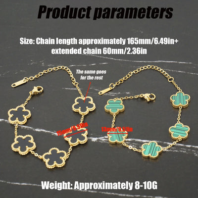 Adjustable New Design Gold Plated Stainless Steel 316L Plant Flower Bracelet With Five Leaf Petals Women's Luxury Gifts Clover