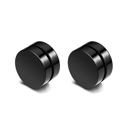 1 Pairs of Magnetic Clip Earrings Stainless Steel Stud Earrings for Men Women Black CZ Magnet Non-piercing Clip Earring Set