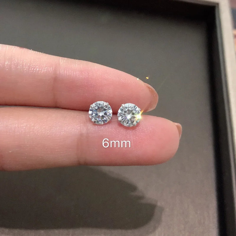 100% Real 925 Sterling Silver Jewelry Women Fashion Cute Tiny Clear Crystal CZ Stud Earrings Gift for Girls Teens Lady