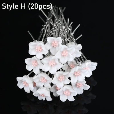 Elegant Pearl Crystal Hairpin Wedding Bridal U-shaped Metal Hair Comb Forks for Women Hairstyle Clips Jewelry Accessories 20pcs