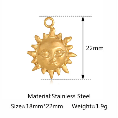 3Pcs Cactus/Cowboy Boots/Spider/Charms DIY Jewelry Making Stainless Steel Face Moon&Sun Necklace Pendants for Earrings Bracelet