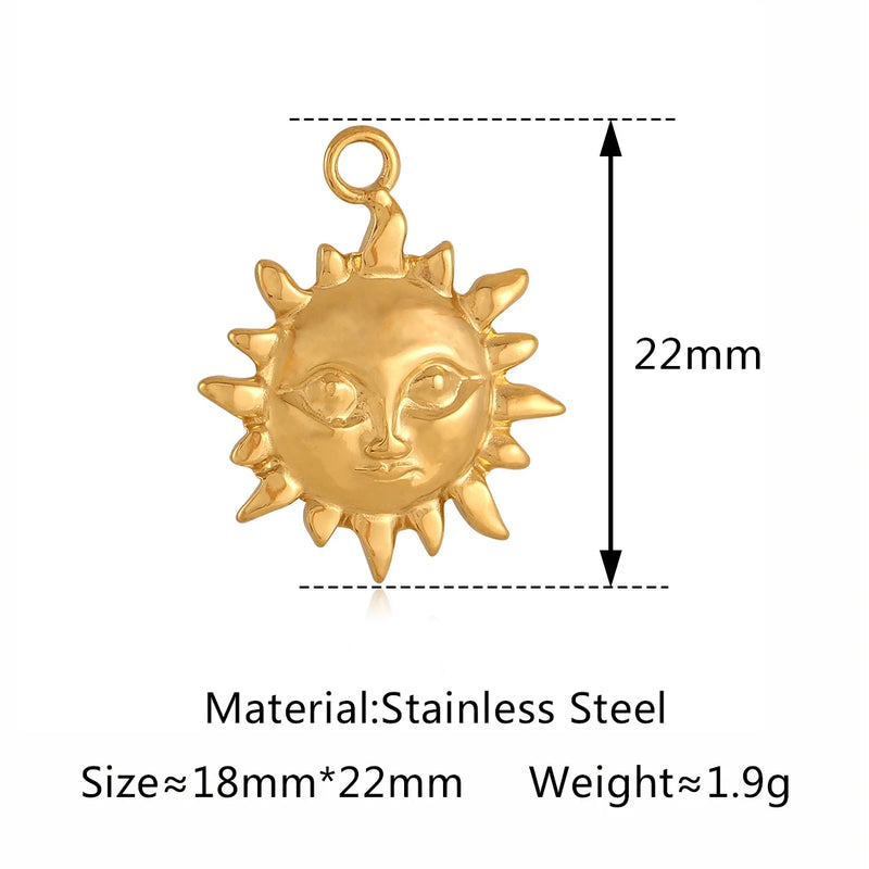 3Pcs Cactus/Cowboy Boots/Spider/Charms DIY Jewelry Making Stainless Steel Face Moon&Sun Necklace Pendants for Earrings Bracelet