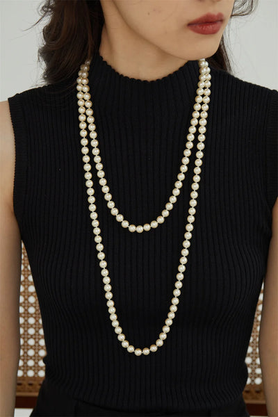 Luxury Necklace Free Shipping 2024 Double-layered Pearl Necklace for Women Fashionable Long Chain Dress Accessory