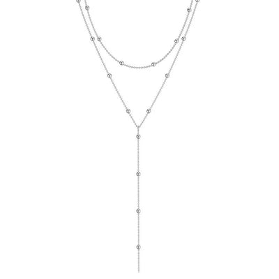 Golden Plated Lariat Necklace for Women Fashion Double Laryered Long Chain Drop Pendant Choker Necklaces Fashion Gifts