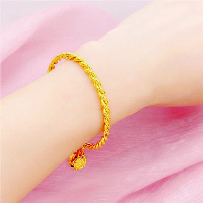 9999 real gold 24 K Bell bracelet Palace ancient style bracelet bell opening