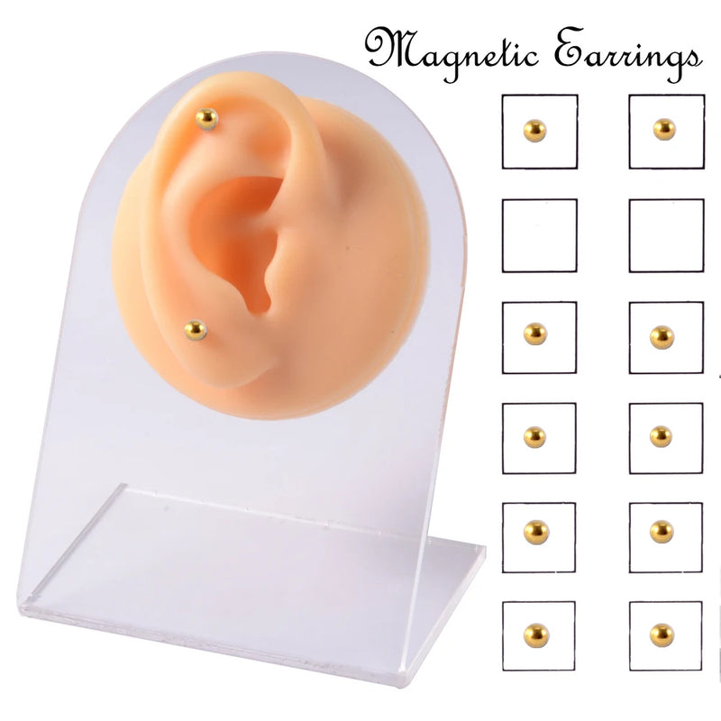 12PCS/Card Fake Cheater Non Pierced Magnet Ear Tragus Cartilage Lip Labret Stud Nose Ring  Jewelry Magnetic Earring