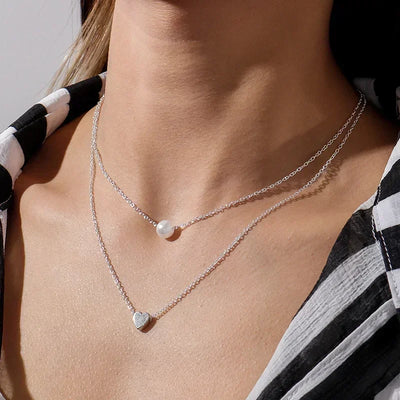 2024 New Women's Pearl Necklace Kpop Gold Color Beads Pendant Necklaces Goth Double Layer Chain Choker for Women Fashion Jewelry