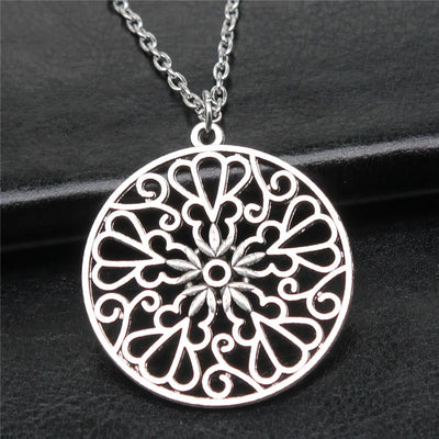 Bohemia Creative Party Jewelry Accessories Gift Mandala Pattern Pendant Necklace For Women Long Chain Necklace