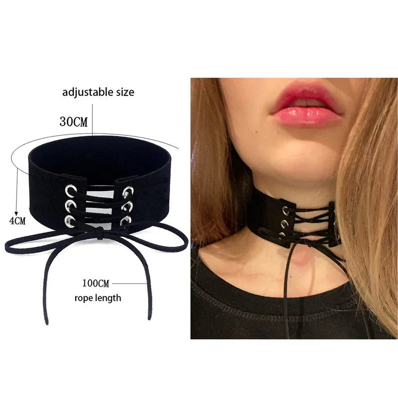 Sexy Trendy Vintage Charm Round Gothic Collar Necklaces Jewelry Gift Gothic Leather Heart Harajuku Women Punk Choker Necklace