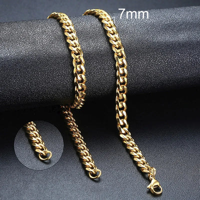 Vnox 3-7mm Cuban Chain Necklaces for Men Women, Stainless Steel Miami Curb Links Chain, Basic Cool Boy Collar