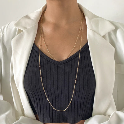 Stainless steel exaggerated beaded long chain necklace jewelry for women 2024 hip hop clavicle chain charm necklace