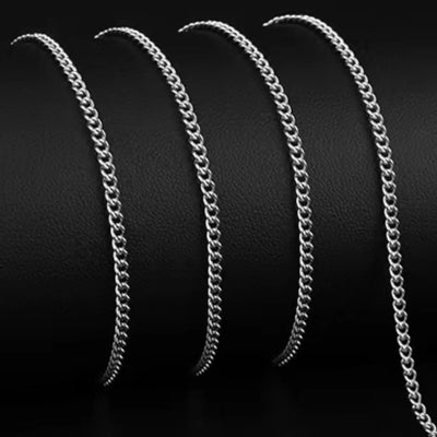 3mm Men's Cuban Chain Necklace Simple Stainless Steel Necklace Fashion Titanium Steel Jewelry Trend Accessories Gift