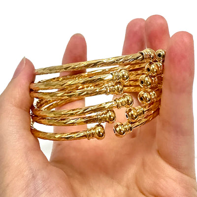 3MM/6pcs Dubai Jewelry For Women Indian Bangles Africa Ball Jewellery Gold Color Beads Bracelet Ethiopian Wedding Bride Gift