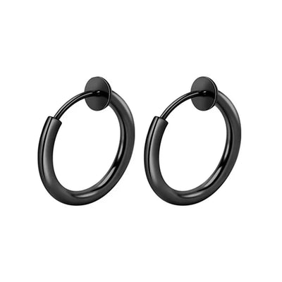 2Pcs Small Hoop Spring Ear Clips Earrings For Women Men Stainless Steel Painless No Piercing Stealth Fake Ear Jewelry 8-16mm