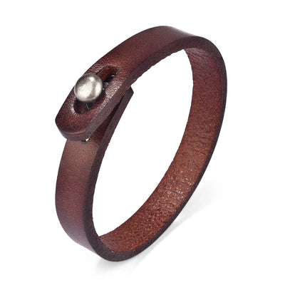 American Retro Cowhide Series Fashion Bracelets Men Classic Black Brown Leather Magnetic Buckle Punk Bracelets Male Jewelry Gift