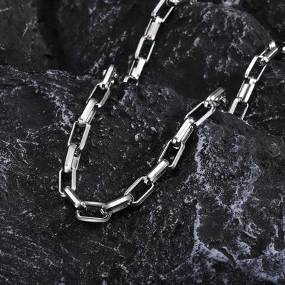 Chunky Rectangle Chain Necklaces for Men Boys,50/55/60 cm Stainless Steel Square Chain Collar,Cool Punk Jewelry Gifts