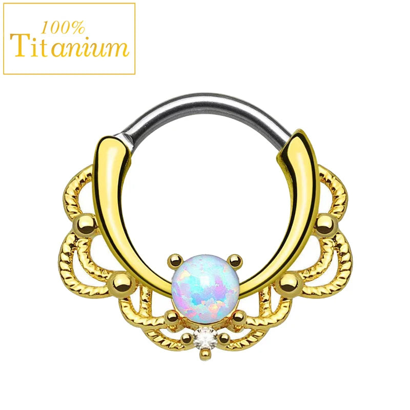 G23 Titanium Nose Rings Hinged Septum Clicker Segment Ear Tragus Cartilage Helix Daith Lip Body Piercing Jewelry Golden Earrings