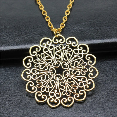 Bohemia Creative Party Jewelry Accessories Gift Mandala Pattern Pendant Necklace For Women Long Chain Necklace