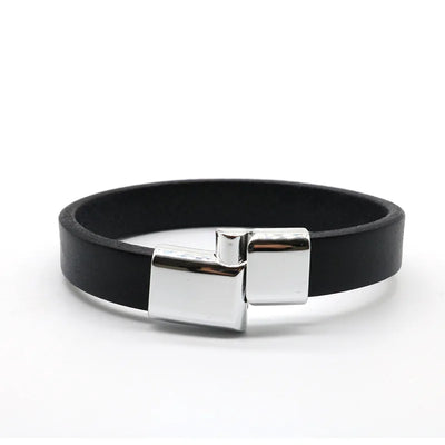 American Retro Cowhide Series Fashion Bracelets Men Classic Black Brown Leather Magnetic Buckle Punk Bracelets Male Jewelry Gift