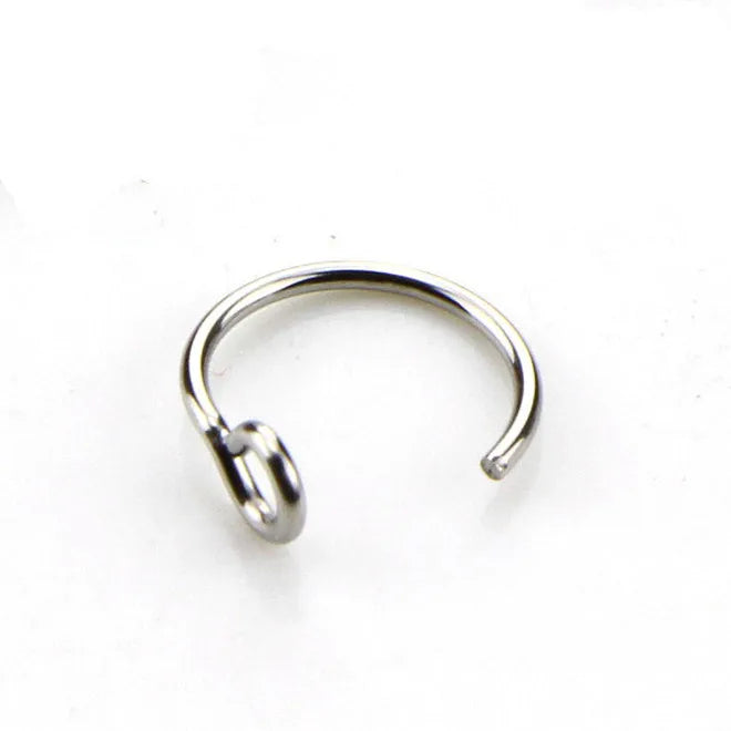 Curved Barbells Fake Nose Piercing D Shaped Tragus Helix Stud Earring Hoop Septum Stainless Steel Ring Nostril Body Jewelry New