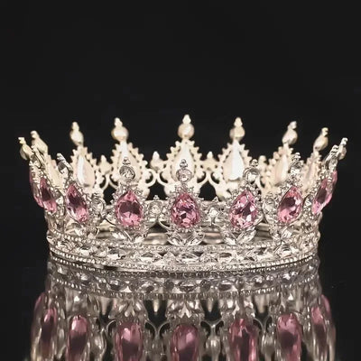 Baroque Round Wedding Crown Bridal Pageant Rhinestone Crystal Tiaras Crown Molding Headpieces For Queens and King