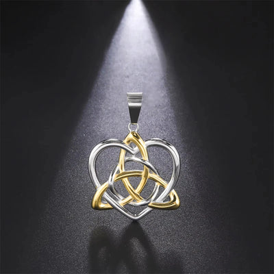 EUEAVAN 1pc Celtic Knot Triquetra Trinity Love Heart Pendant Irish Witch Knot Amulet Charms for Necklace Jewelry Making Supplies