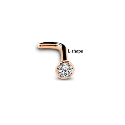 1Pc 20G 1.5/2/2.5/3mm Zircon Gem Bone Nose Stud Piercing Earring Anodized Rose Gold Color Nose Ring Prong CZ Nose Jewelry