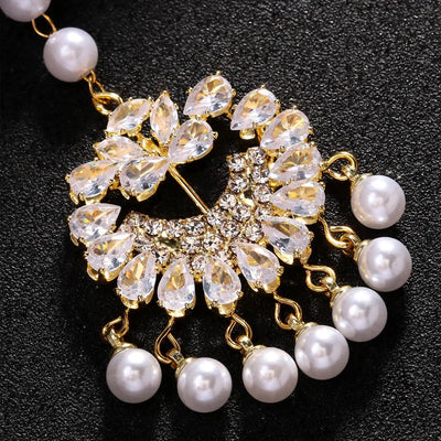 Luxury Bridal Headpiece with Traditional Pearl Maang Tikka for Women Elegant Ethnic Costume and Wedding Accessories Fine Jewelry