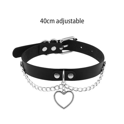 Sexy Trendy Vintage Charm Round Gothic Collar Necklaces Jewelry Gift Gothic Leather Heart Harajuku Women Punk Choker Necklace