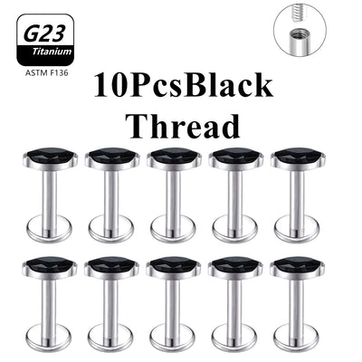 Wholesale Lot10PCS G23 Titanium Internally Threaded Push Pin Body Piercing Jewelry Nose Ring Earrings Stud CZ Ear Helix Pierc