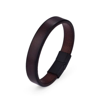 American Retro Cowhide Series Fashion Bracelets Men Classic Black Brown Leather Magnetic Buckle Punk Bracelets Male Jewelry Gift