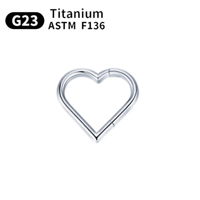 G23 Titanium Piercing Heart Nose Ring For Women ASTM F136 Lip ring16G Earrings D Shape Segment Ring Clicke Cartilage BodyJewelry