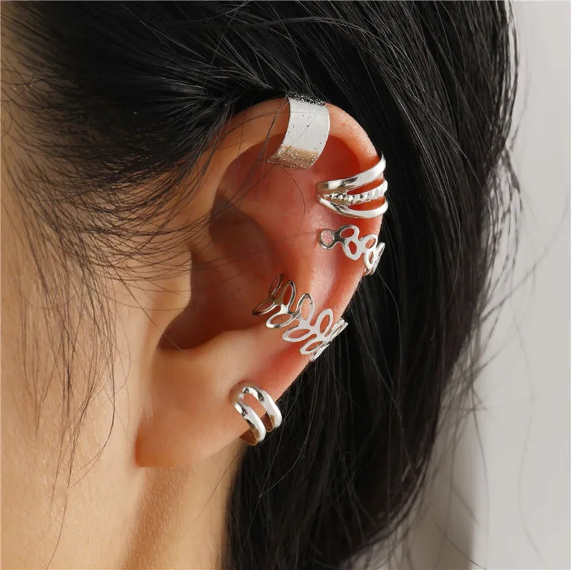 KOTiK 2024 Fashion Ear Cuffs Without Piercing Ear Clip Earrings Non-Piercing Fake Cartilage Earrings For Women Jewelry Gifts