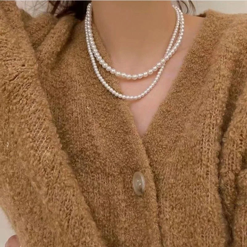 Luxury Necklace Free Shipping 2024 Double-layered Pearl Necklace for Women Fashionable Long Chain Dress Accessory