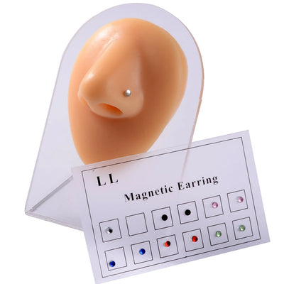 12PCS/Card Fake Cheater Non Pierced Magnet Ear Tragus Cartilage Lip Labret Stud Nose Ring  Jewelry Magnetic Earring